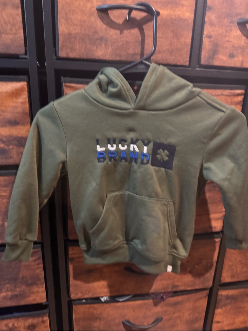 Lucky Brand Olive Green Kids Pullover Hoodie with Logo
